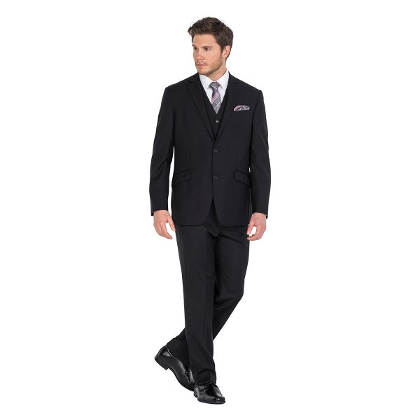 Calais Black Self Stripe School Formal Hire Suit