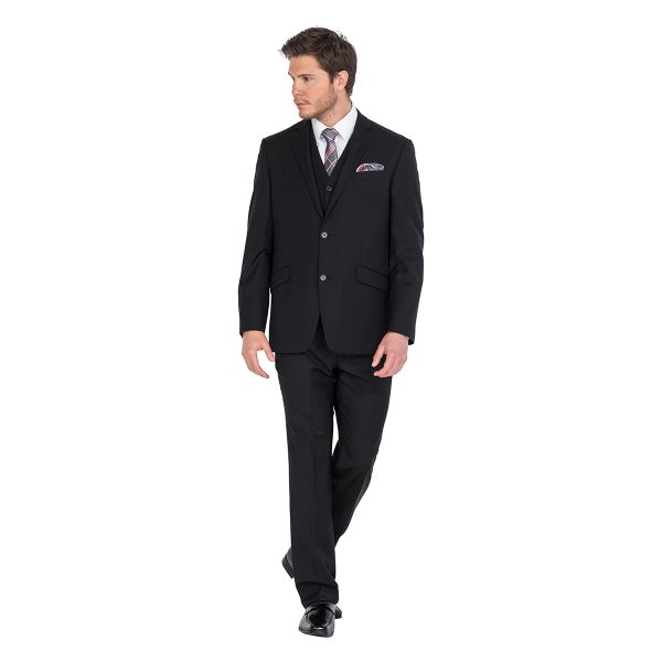 Calais Black Self Stripe School Formal Hire Suit