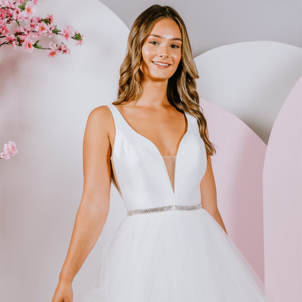 ruffle skirt debutante gown