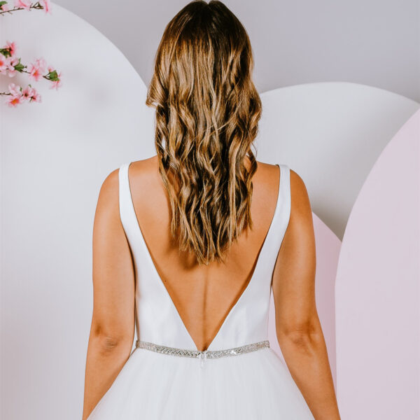 ruffle skirt debutante gown
