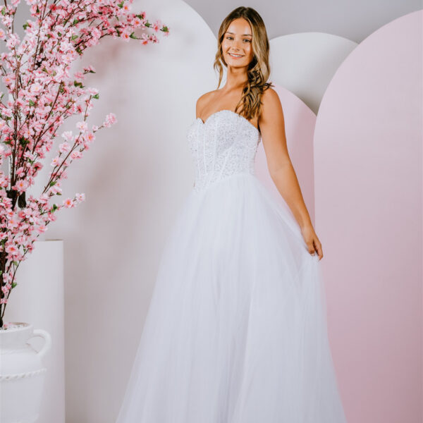 corset fitted debutante gown