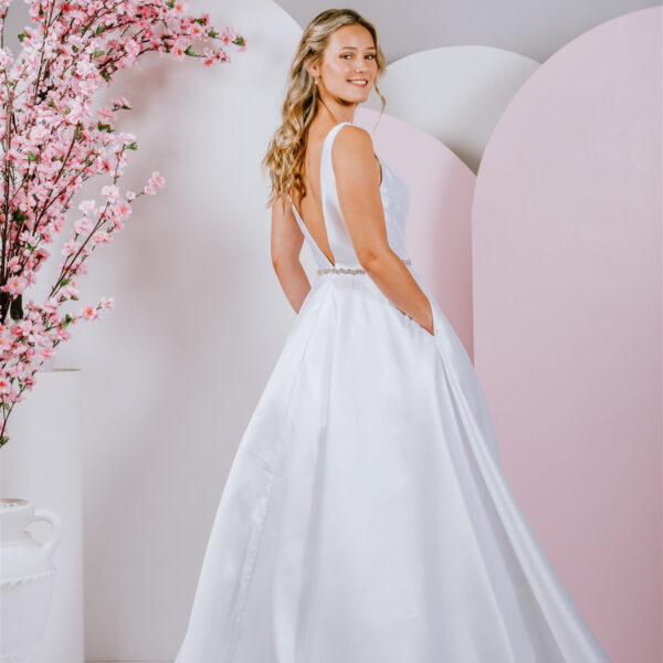 Deep V-Neck debutante gown