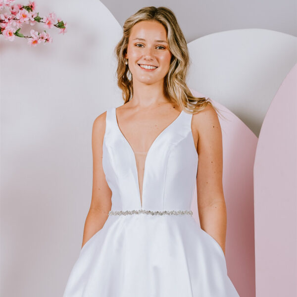 Deep V-Neck debutante gown