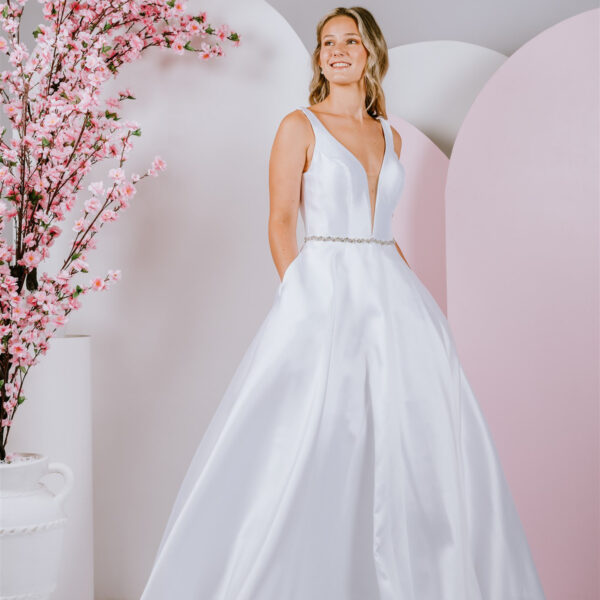 Deep V-Neck debutante gown