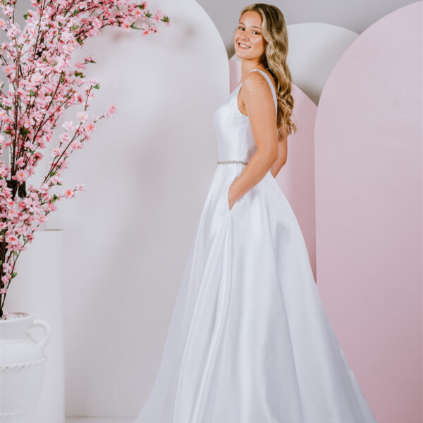 Deep V-Neck debutante gown