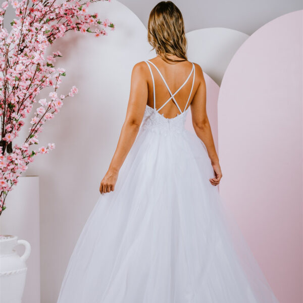 spaghetti straps debutante gown