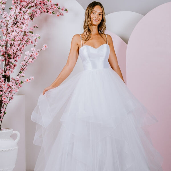 spaghetti strapped ballgown