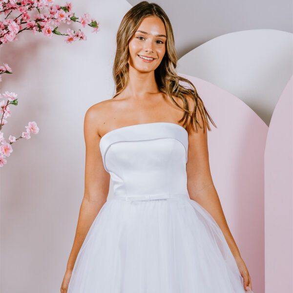 strapless neckline debutante gown
