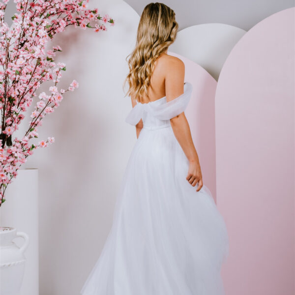Dreamy soft draped sleeves debutante gown