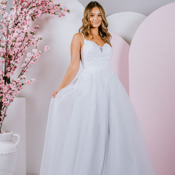 zip-up back deb gown
