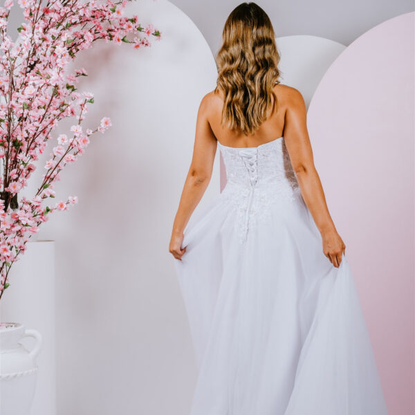 strapless style debutante gown