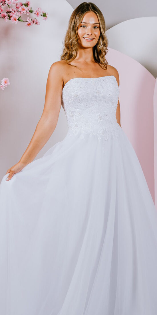 strapless style debutante gown