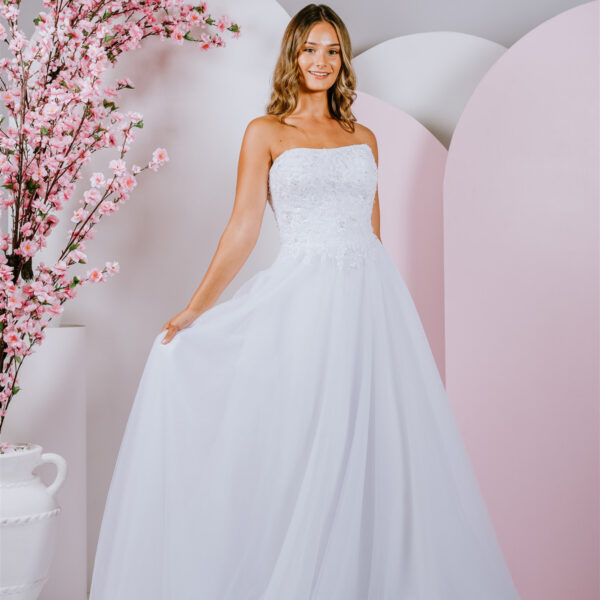 strapless style debutante gown