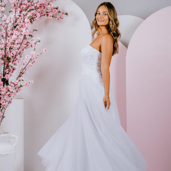 strapless style debutante gown