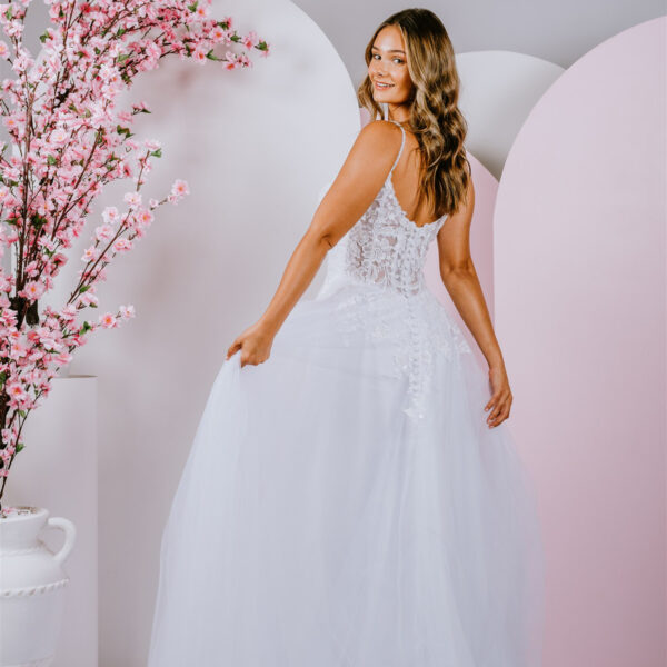 scoop neckline debutante gown