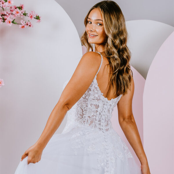 scoop neckline debutante gown
