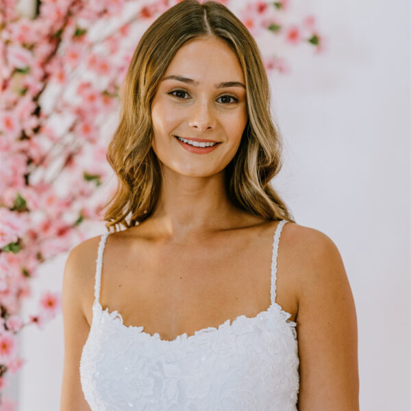 scoop neckline debutante gown