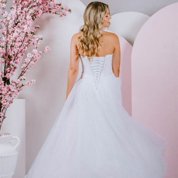 Floral swirls of lace debutante gown