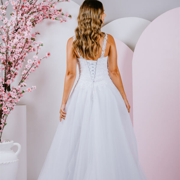 Illusion lace straps debutante gown
