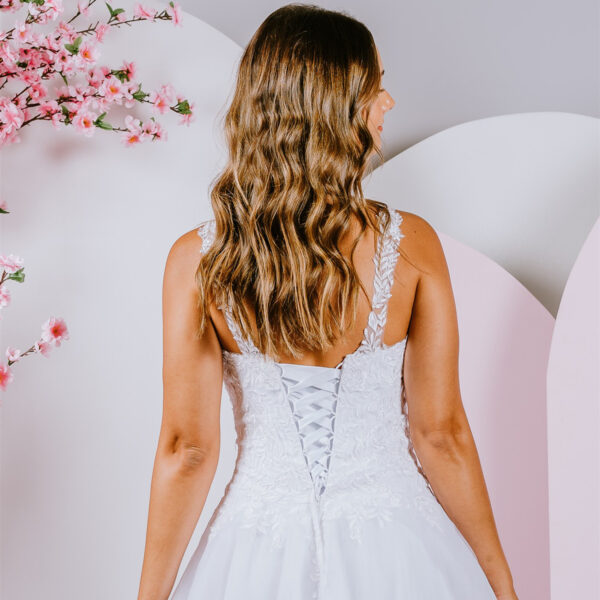 Illusion lace straps debutante gown