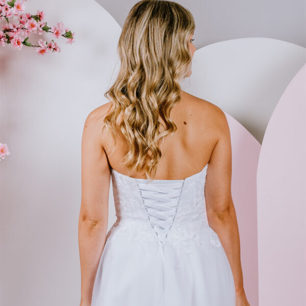 classic lace-up back debutante gown