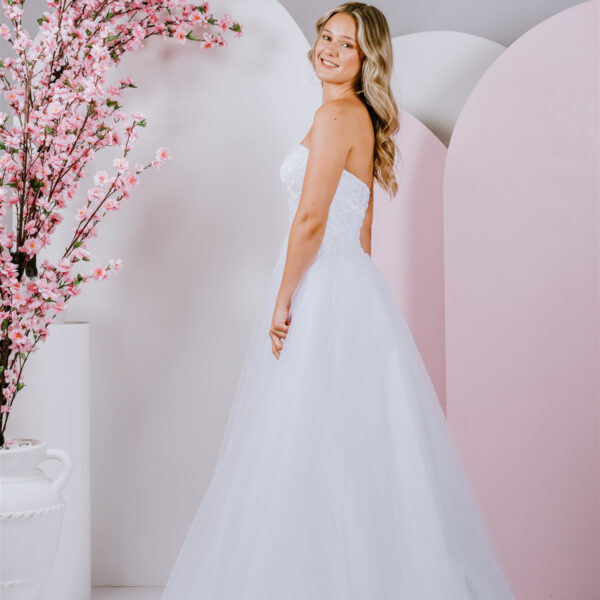 classic lace-up back debutante gown