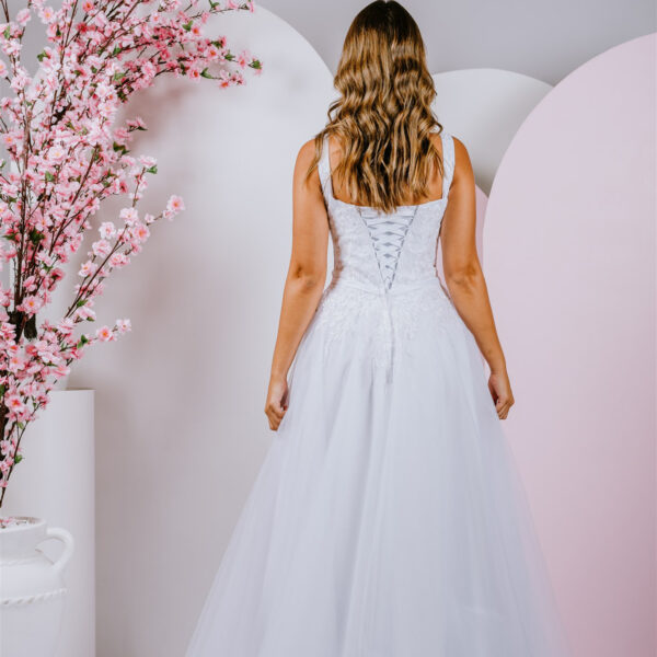 modern straight neckline deb gown